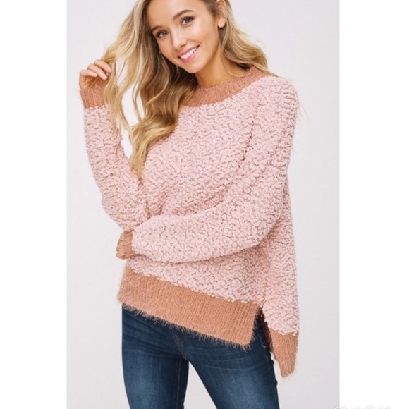 Accepting Offers 🌷Blush Two Tone Popcorn Sweater - Picture 2 of 6